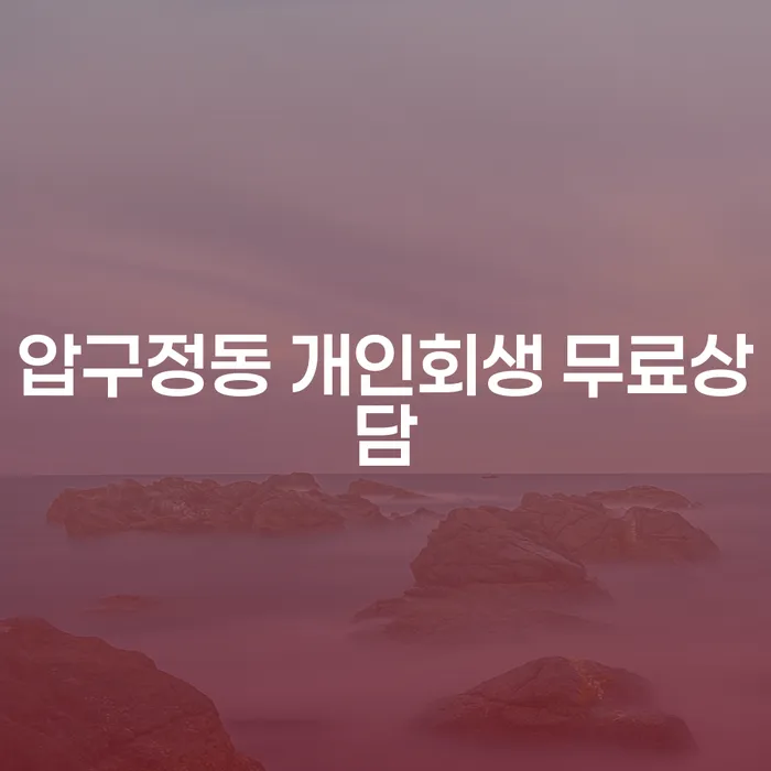 압구정동 개인회생 무료상담