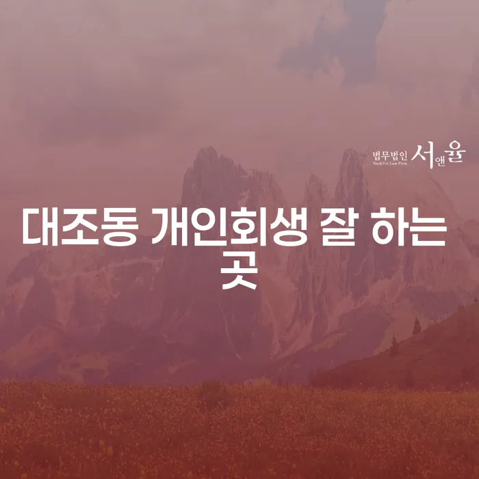 대조동 개인회생 잘 하는 곳