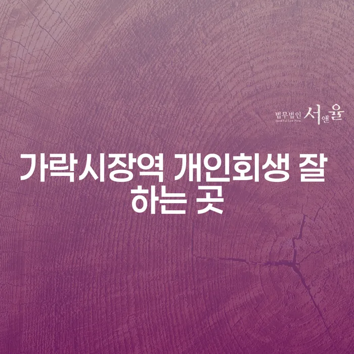가락시장역 개인회생 잘 하는 곳